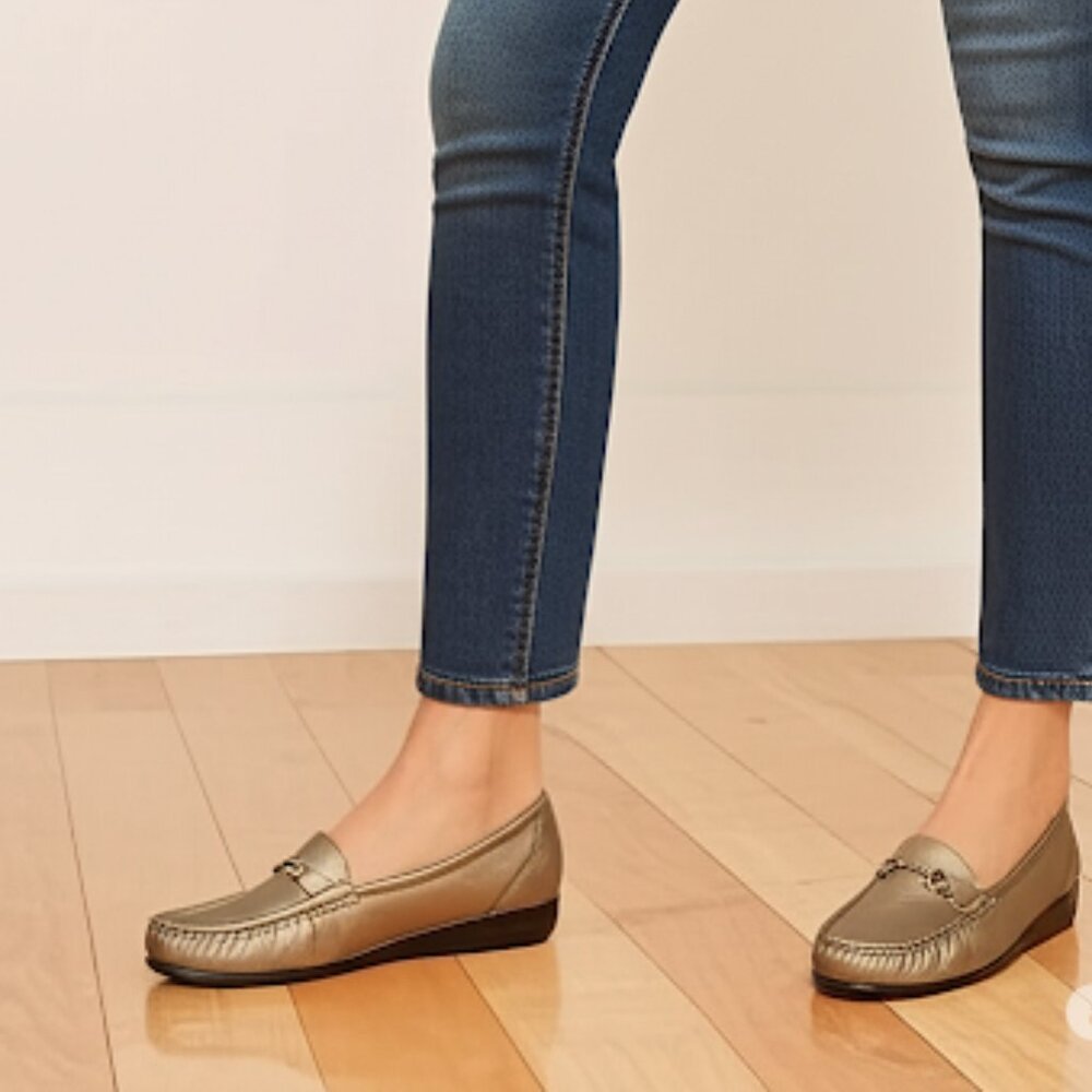 SAS Metro Pewter Leather‎ Loafer With Horsebit Detail